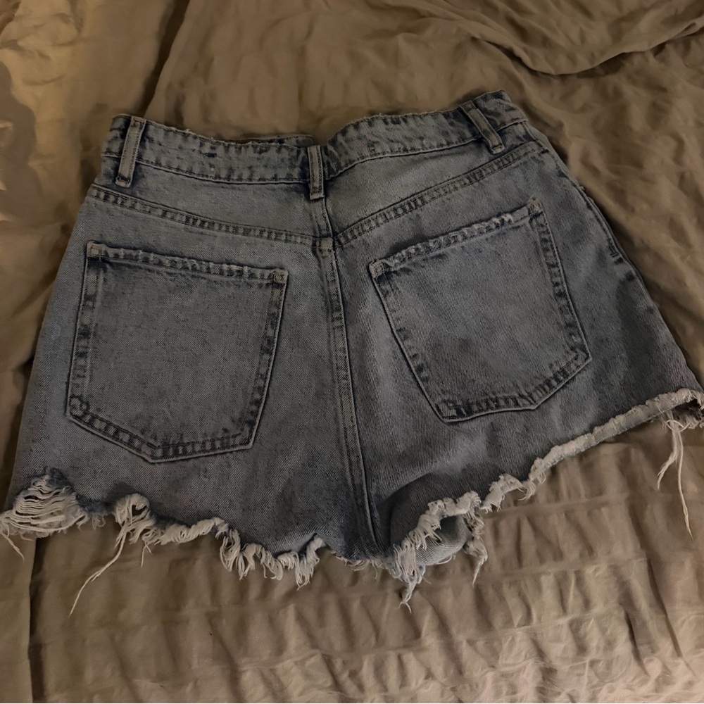 Zara Blue Distressed Jean Shorts